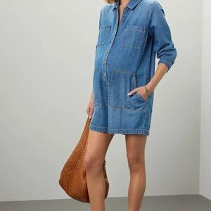 Hatch The Denim Utility Maternity Romper
